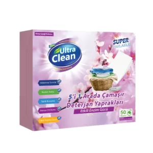 Ultra Clean Çamaşır Deterjan Yaprakları - Kiraz Çiçeği Kokusu - 50 Yıkama