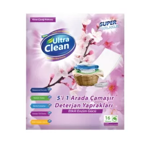 Ultra Clean Çamaşır Deterjan Yaprakları - Kiraz Çiçeği Kokusu - 16 Yıkama
